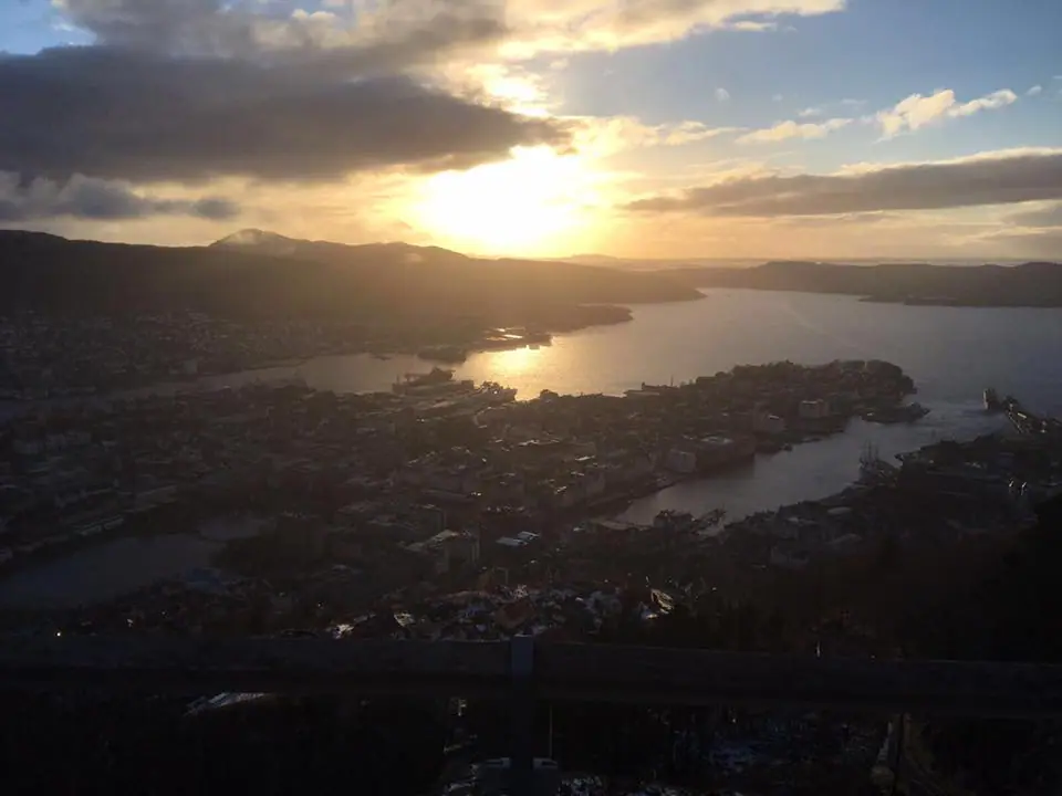 The view from the top of the funicular in Bergen