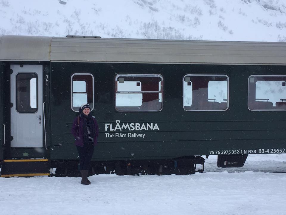 A carriage on the Flam Railway when we went on holiday to Norway with kids