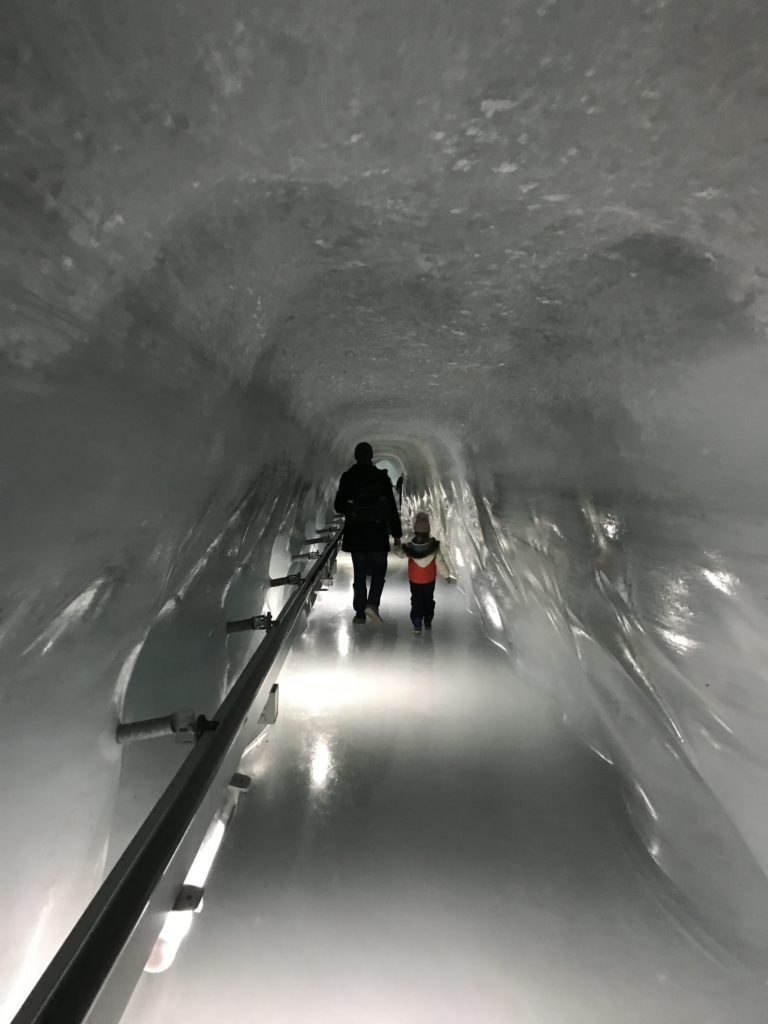 Walking through the Ice Palace in Jungfraujoch