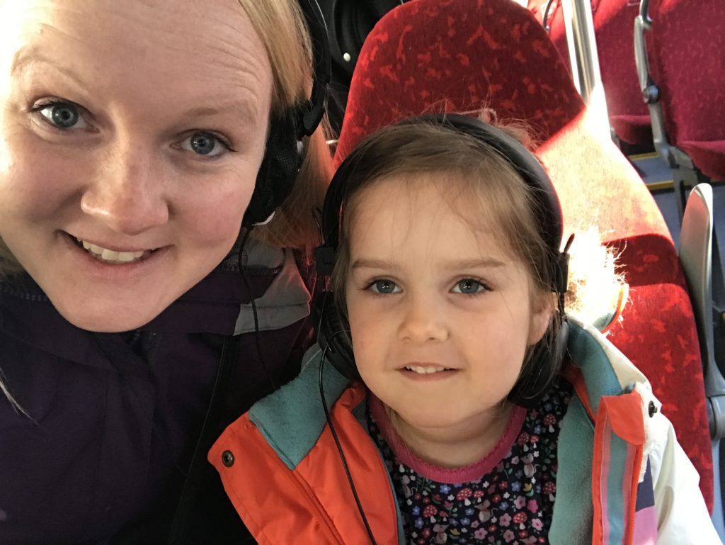 Mum and daughter on Innsbruck sightseeing bus