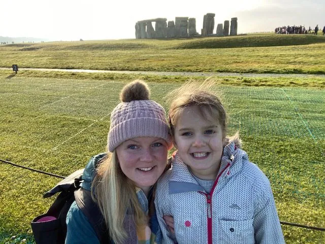 Enjoying Stonehenge with my daughter