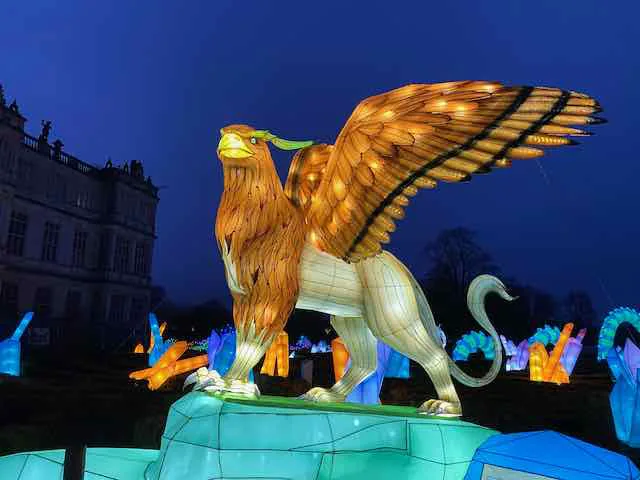 Eagle at festival of lights in longleat