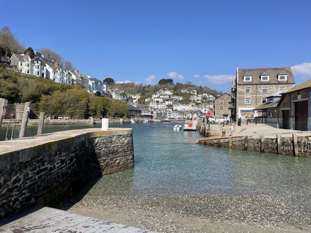 Looe harbour from the beach of East Looe. 