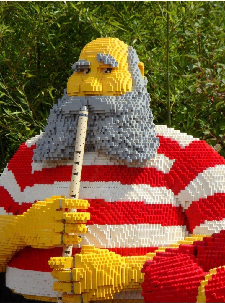 lego figure with a beard playing flute at Legoland