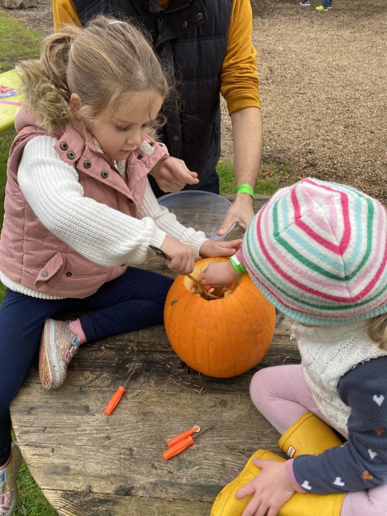 Pumpkin carving at the pumpkin festival 