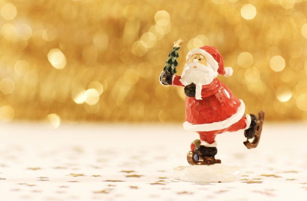 santa skating on a cake