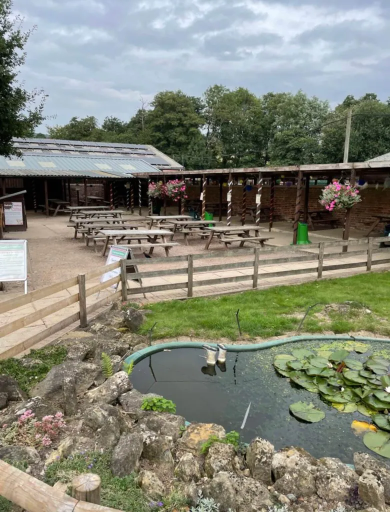 one of the outdoor eating areas at godstone farm