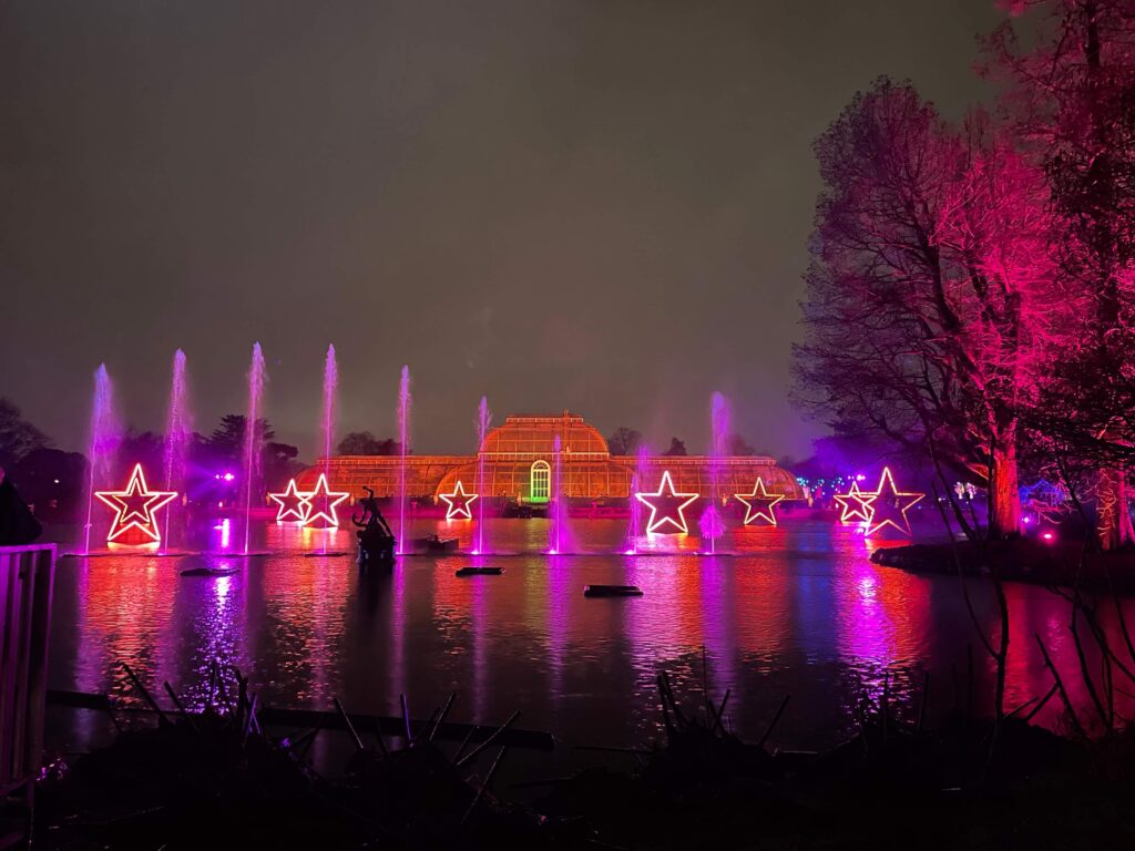 The light and water display at Christmas at Kew 